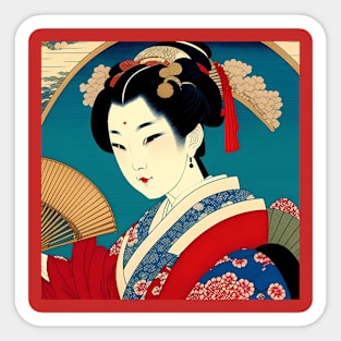 Geisha Study F in Japanese Style Sticker